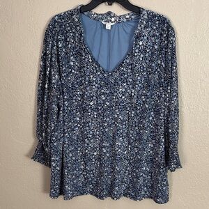 CATO Women’s Plus Size Floral Blue Top 2X 18/20W